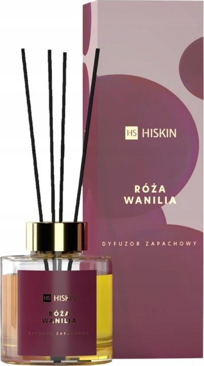 Difuzer aromash Hiskin Home Rose Vanilla, 100 ml, me shkopinj, ngjyrë e artë