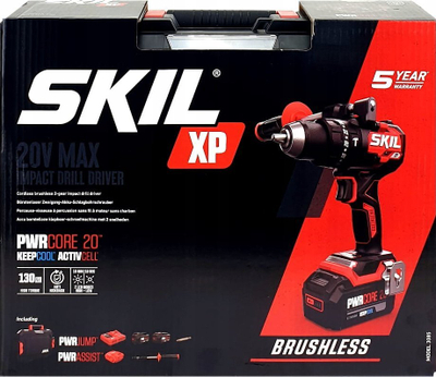 Mandrinë pa kabllo Skil 3085, 20V, 2x4.0Ah, me goditje, me valixhe