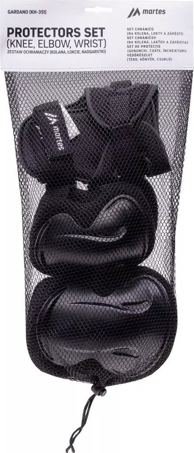 Set mbrojtës për fëmijë Martes Gardano Jr, 6 pjesë, mbyllje me velcro, i zi