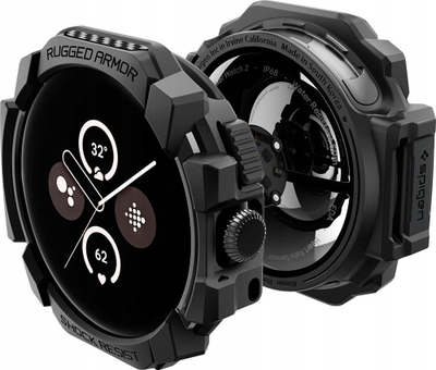 Заштита за часовник Spigen Rugged Armor за Google Pixel Watch 3 2 1 41mm, силикон, мат црна