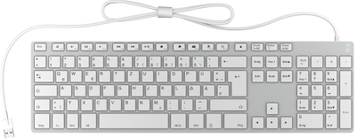 Tastierë KeySonic KSK-8022MacU, USB, QWERTZ gjerman, argjendt me taste të bardha