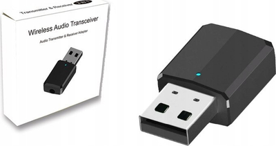 Adapter audio Bluetooth 2 në 1, transmetues edhe marrës, USB me dalje 3.5mm AUX, i zi