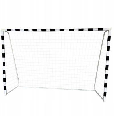 Portë futbolli metal 300x200x110cm, skelet çeliku, rrjetë e fortë, e bardhë