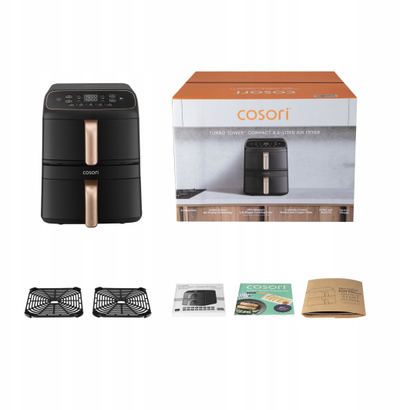 Fryer ajri Cosori Turbo Tower Compact CAF-DC861-CEUR, 8.6 L, me 2 sirtarë, i zi