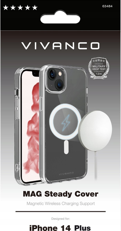 Mbrojtëse telefoni Vivanco Mag Steady, për iPhone 14 Plus, MagSafe, transparente