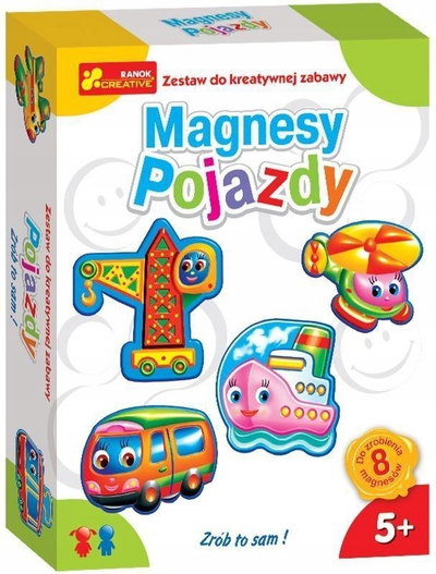 Set kreativ magnetësh RANOK CREATIVE Magnesy Pojazdy, 8 figura, 5+, me ngjyra
