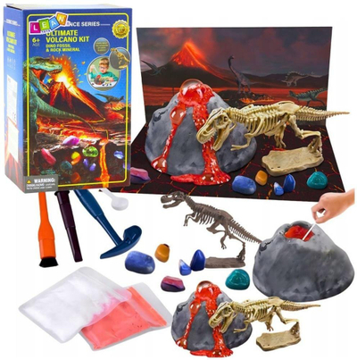 Set eksperimental Lean Volcano Kit, shpërthim vullkani, fosile dinosaurësh, shumëngjyrësh