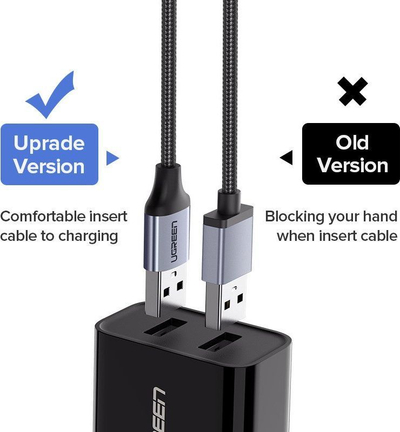 Kabllo USB Ugreen, USB-A në microUSB, 0.25 m, e zezë