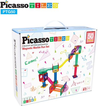 Set ndërtimi PicassoTiles Marble Run, 50 copë, pllaka magnetike, shumëngjyrëshe