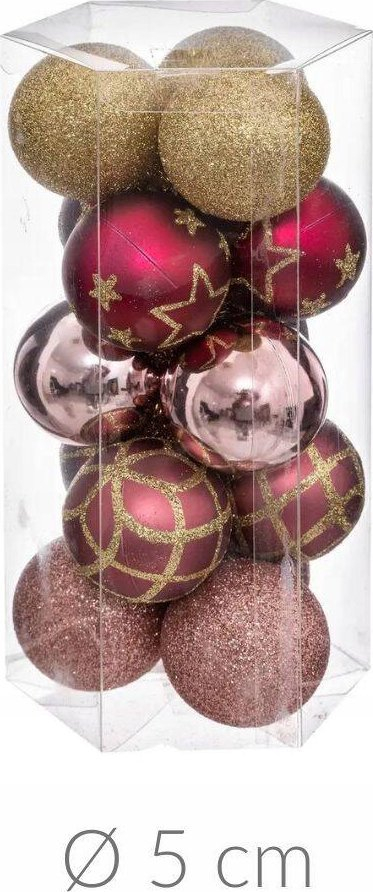 Сет декоративни топчиња за Божиќ Feeric Lights, 15 парчиња, 50mm, мазни