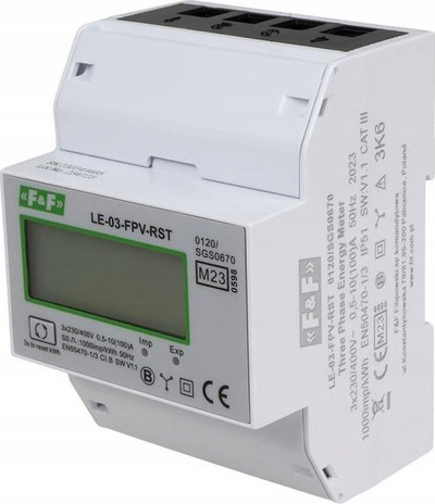 Matës energjie trefazor F&F LE-03-FPV-RST, dykahësh, 3x230/400V 100A, i bardhë