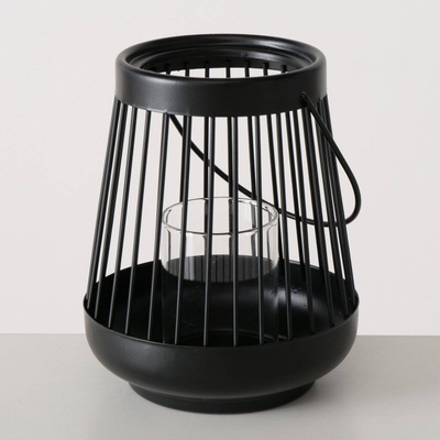 Mbajtëse qiriu Boltze Home Ciao, 16 x 16 cm, metal edhe xham, e zezë