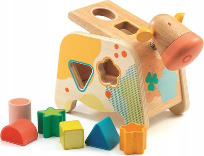 Lodër druri Djeco Maggy Shape Sorter, 6 forma, shumëngjyrëshe