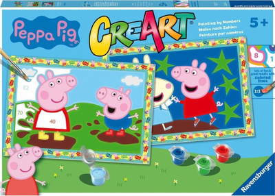 Set pikturimi Ravensburger CreArt Junior Peppa Pig, pikturim me numra, 5+