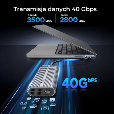 Kuti eksterne SSD ORICO 40Gbps M.2 NVMe, deri 8TB, USB C, gri