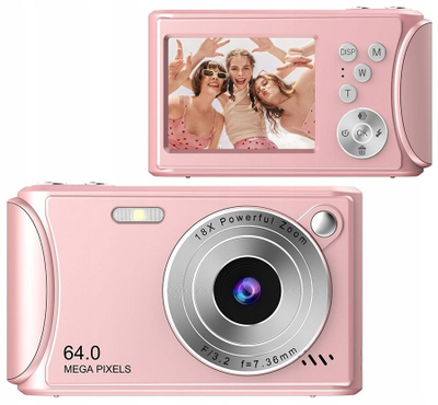 Kamera digjitale XREC Q18, 64MP, 4K 30fps, 18x zoom, rozë