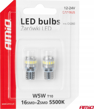 Llamba LED për makinë CANBUS, set 2 copë, 12V/24V 5W, e bardhë