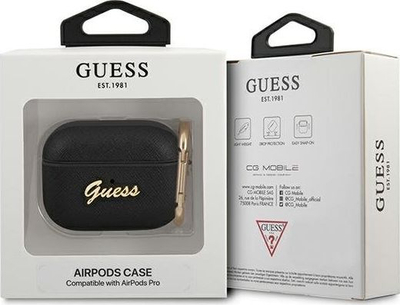Mbulesë Guess Saffiano për Apple AirPods Pro, me karabinë, e zezë