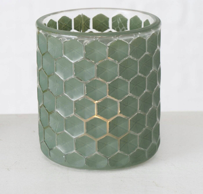 Mbajtëse qiri Boltze Home Dustin, mozaik xhami, 8 cm, jeshile