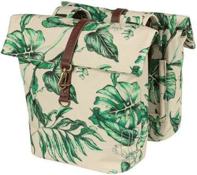 Çantë dyshe biçiklete Basil Ever-Green Double Bag, 28L, material i fortë, jeshile