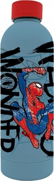 Shishe uji Kids Euroswan Spiderman, çelik inox, 500ml, blu me të kuqe