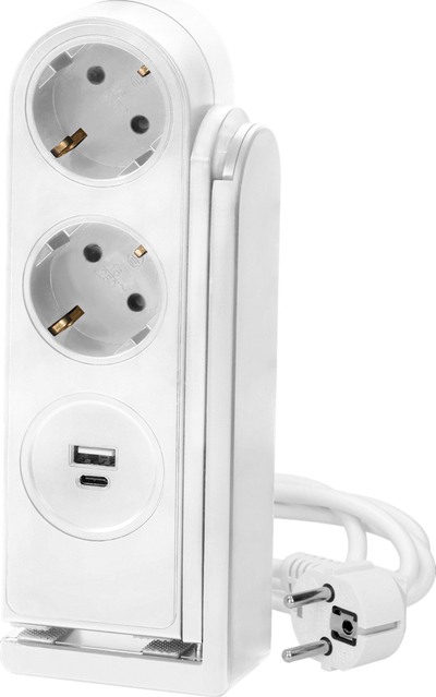 Shirit rryme për tavolinë Schuko me karikues USB, me kapëse, i zi
