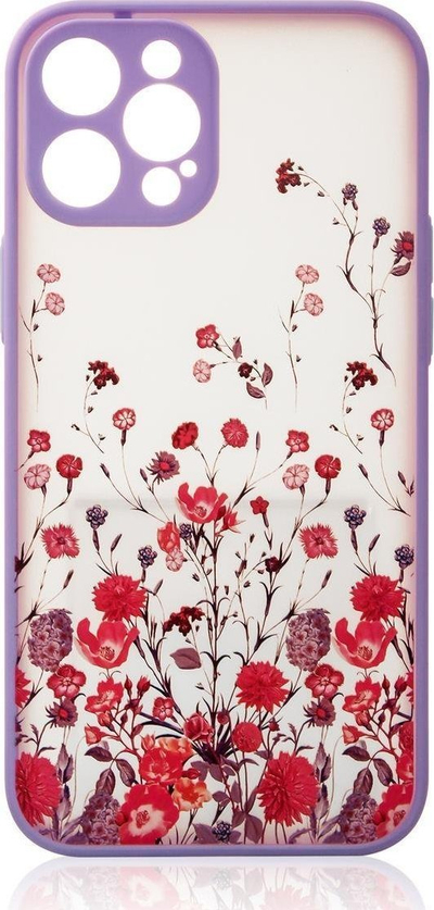 Mbrojtëse telefoni Hurtel Design Case për iPhone 12 Pro, TPU fleksibël, motiv lulesh, vjollcë