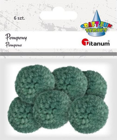 Pompom tekstili Titanum Yarn, 3 cm, set me 6 copë, smerald