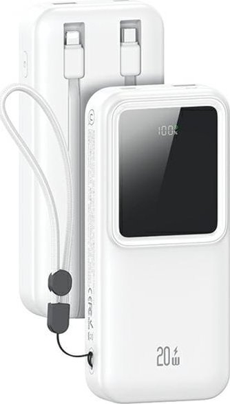 Power bank Usams US-CD213, 30000mAh, PD 20W QC3.0, i bardhë