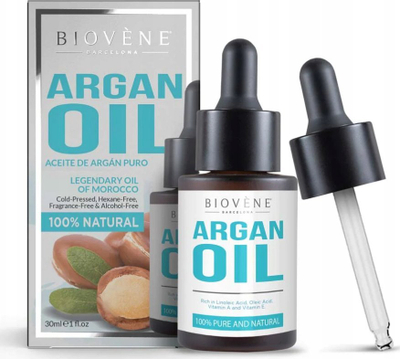 Vaj argani Biovène Argan Oil, 30ml, 100% natyral, për fytyrë, trup edhe flokë