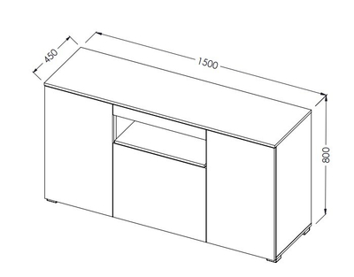 Komodë Cama VIVA 150, 150 cm, shkëlqim, e zezë me të bardhë