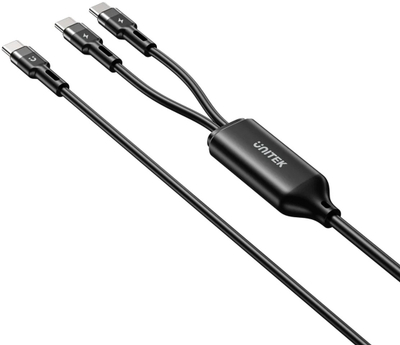 Kabllo USB-C Unitek 2n1 PD 100W, silikon, 1.8m, e zezë