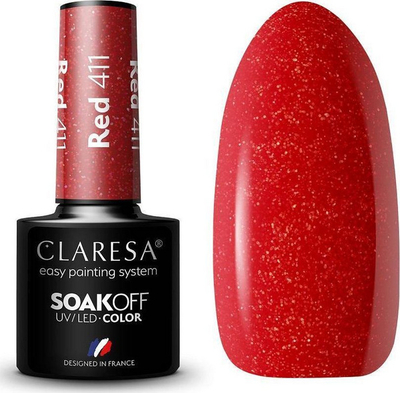 Gel për thonj Claresa Soak Off UV / LED, nr. 411, 5g, i kuq