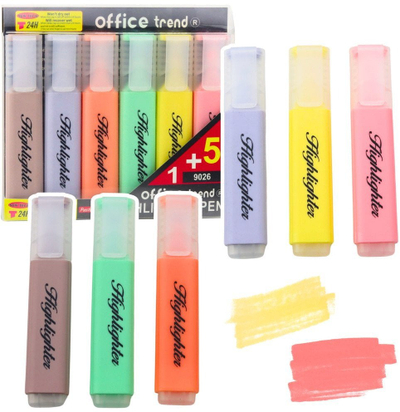 Set markera Highlighters Note Markers, 6 copë, ngjyra pastel