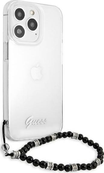Mbulesë telefoni Guess GUHCP13LKPSBK, për iPhone 13 Pro 6.1", hardcase transparente, me perla, e zezë