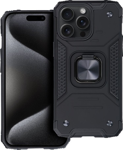 Mbrojtëse telefoni Nitro Armor për iPhone 15 Pro Max, me unazë stand, e zezë