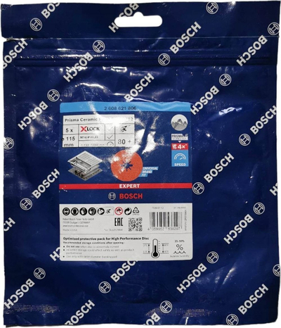 Disk bluarës Bosch Expert R782 Prisma Ceramic X LOCK, fibër 115mm, granulë 80, pako me 5 copë