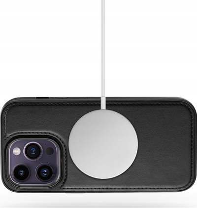 Kapak portofol Tech-Protect Wallet MagSafe për iPhone 16E, lëkurë eko, me qëndrim, i zi