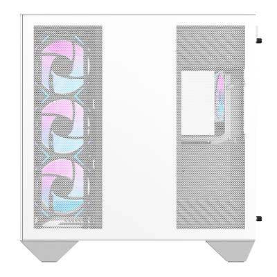 Kuti PC DarkFlash DY470 ATX Cube, 4 ventilatorë ARGB, xham i temperuar, e bardhë