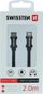 Kabllo të dhënash Swissten USB C në Lightning, 2m, 3A, e zezë