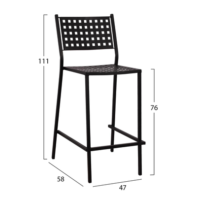 Stol Olympias metalik i zi 47×58×111 cm (HM5528.01), zezë