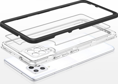 Kuti mbrojtëse Clear 3n1 për Samsung Galaxy A42 5G, transparente, me kornizë të zezë