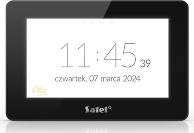 Tastierë grafike për panel alarmi Satel INT-TSH2R-B, ekran 7" me prekje, lexues kartelash afërsie, e zezë