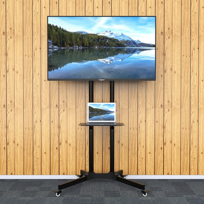 Stativ dyshemeje për TV Techly ICA-TR6, 30"-65", me rrota, me raft xhami, i zi