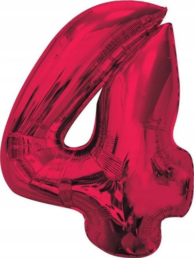 Balonë numër 4 e kuqe, folie, 92 cm