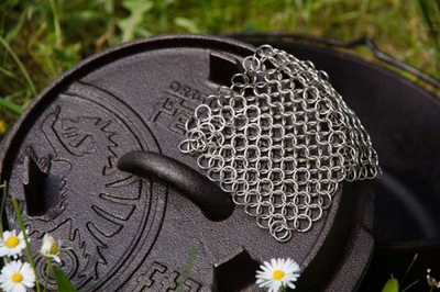 Pastrues zinxhiri XL për tiganë gize, çelik inox, argjendtë