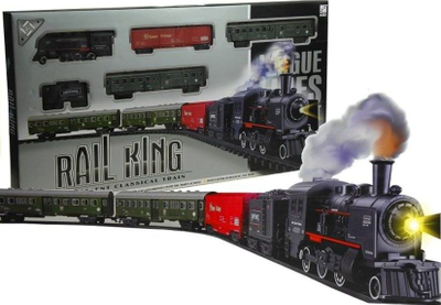 Set tren elektrik Leantoys Large Train, efekt tymi dhe drita, shina 156 cm, shumëngjyrëshe