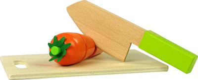 Lodër kuzhine Leantoys set frutash dhe perimesh druri, për prerje, shumëngjyrëshe
