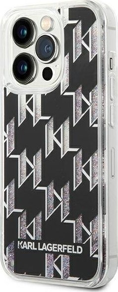 Mbulesë telefoni Karl Lagerfeld Liquid Glitter Monogram për iPhone 14 Pro Max 6.7", hardcase, e zezë