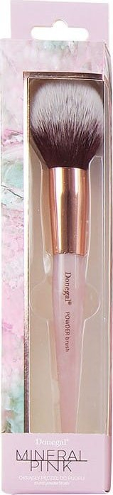 Furçë pudre Donegal Mineral Pink Round Powder Brush, sintetike, rozë